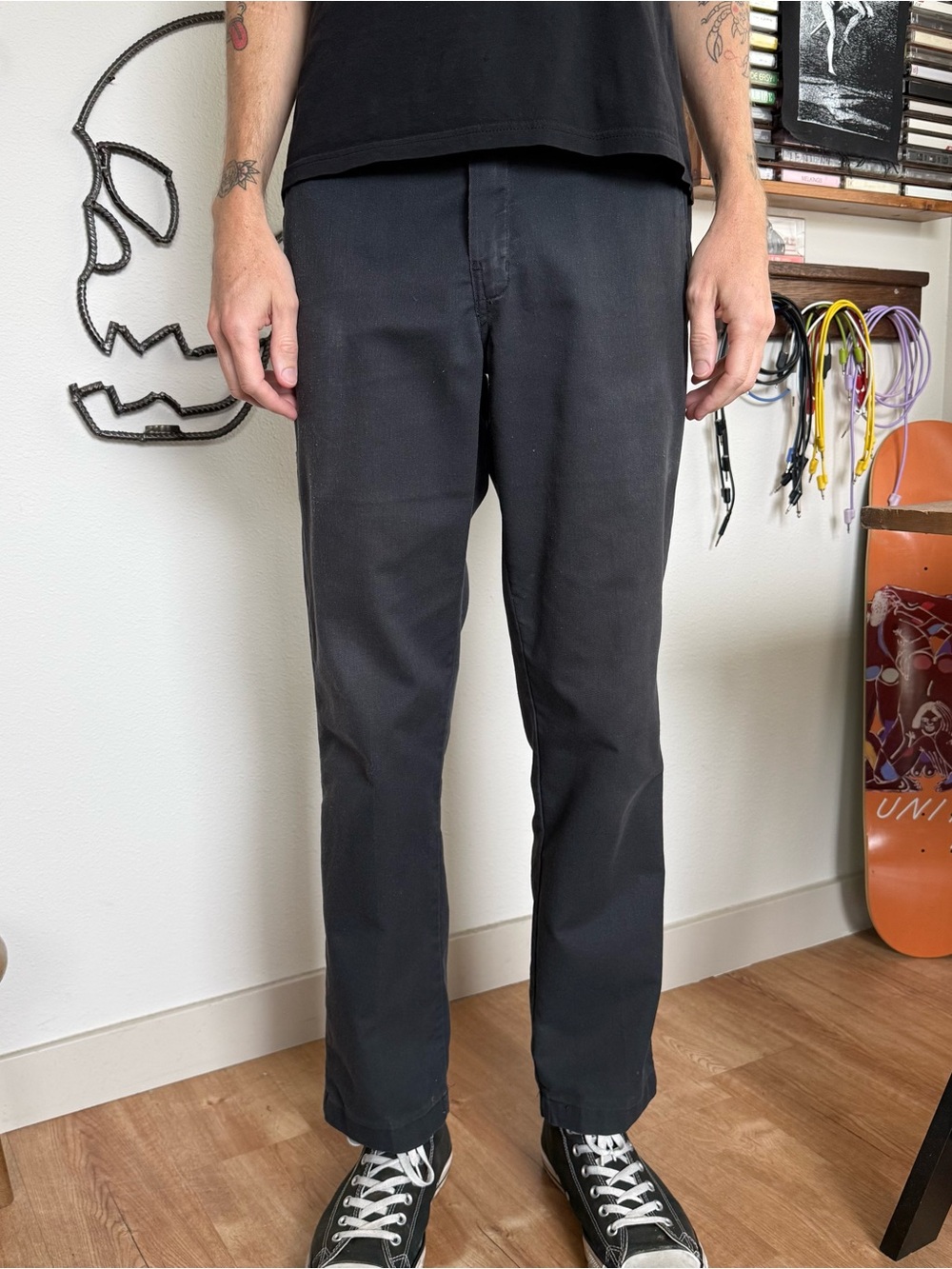 Dickies Black Flex Slim Taper Skater Utility Pants ~ Size 33 X 31